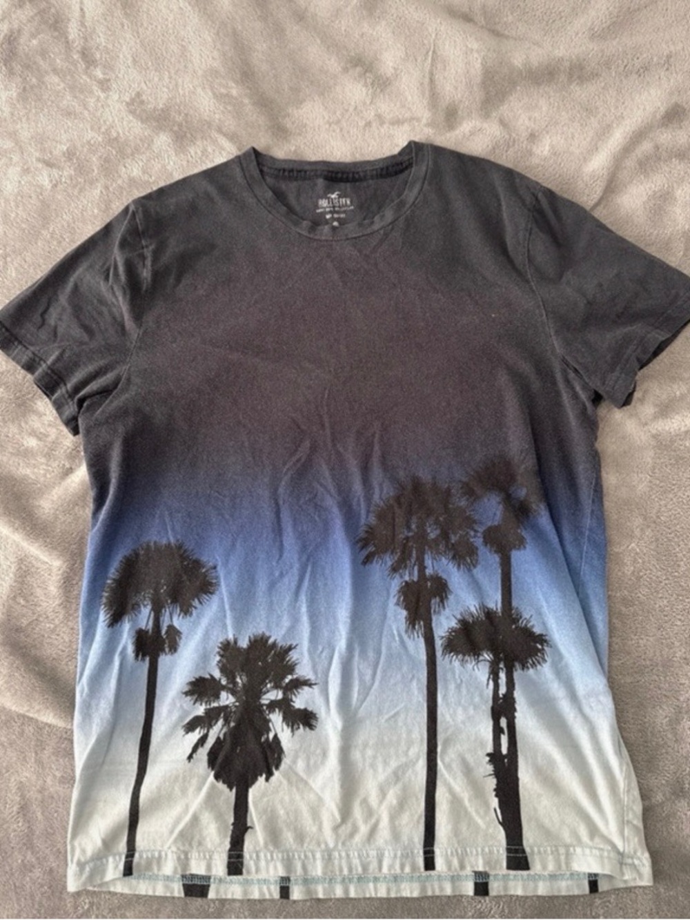Hollister Black to Light Blue Ombre Palm Tree Crewneck Tee
